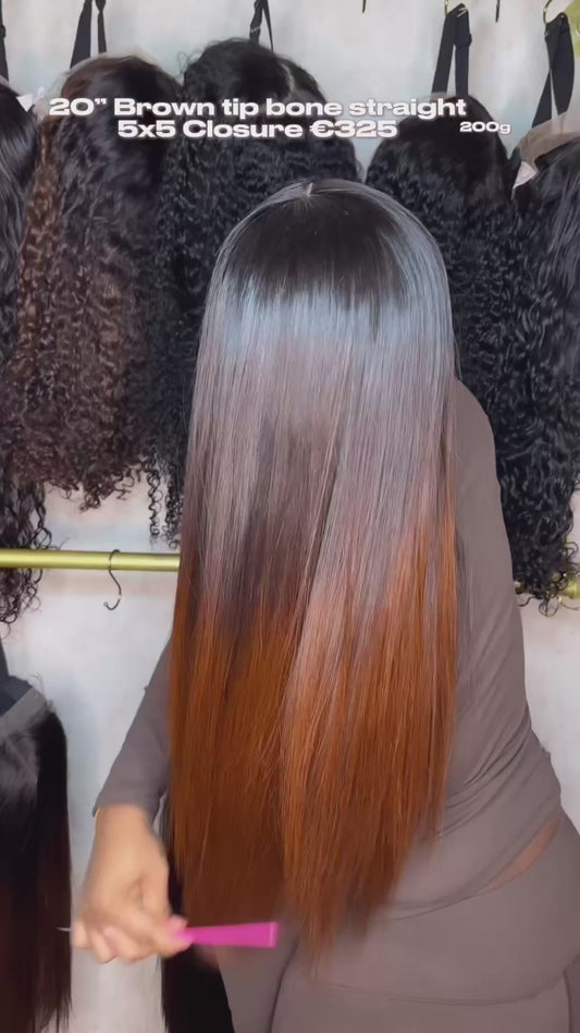 20” brown tip bone straight (200g)